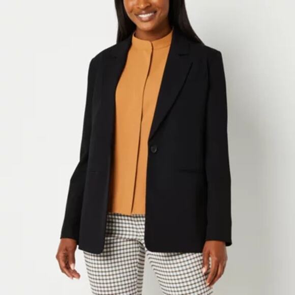 NWT Worthington Black Single Button Relaxed Fit Blazer Jacket Womens Size Medium - Picture 1 of 5